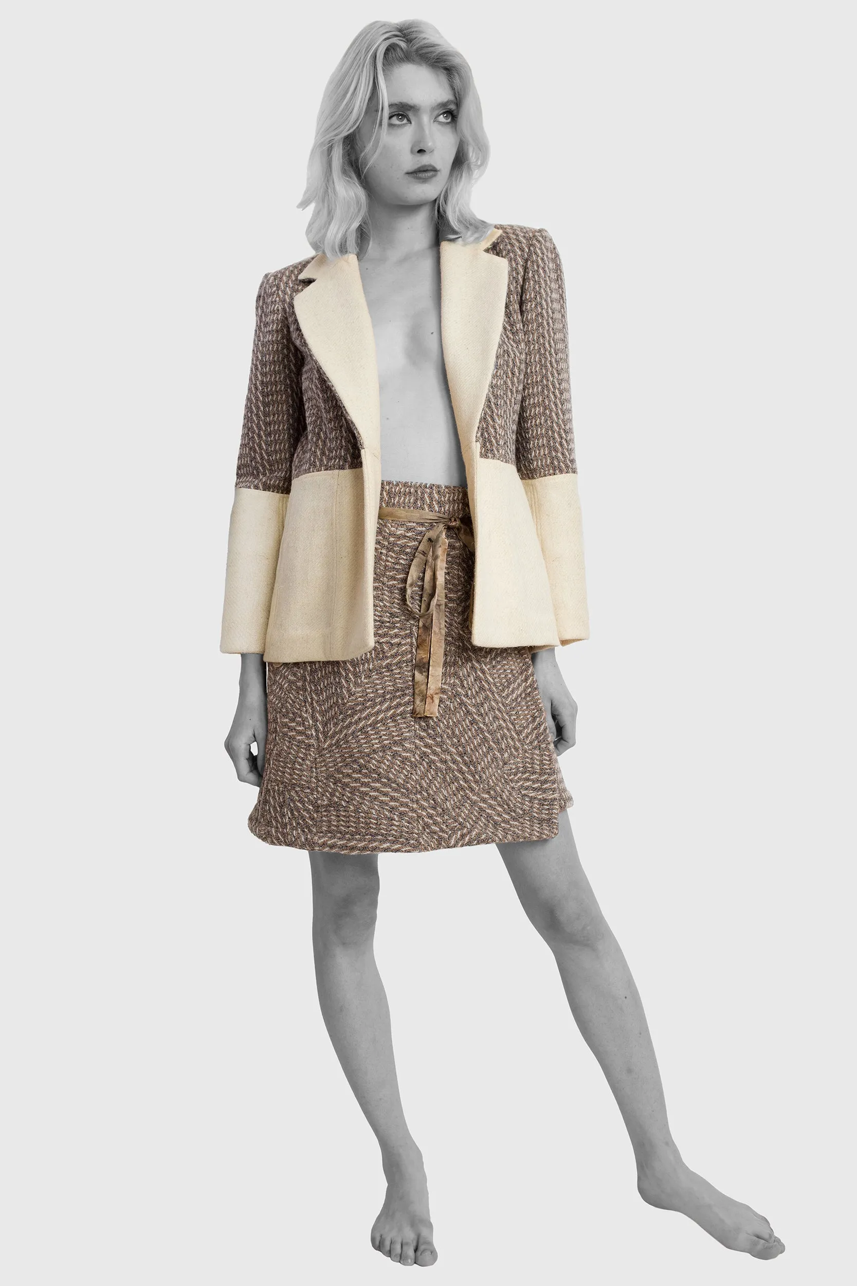 Upcycled Herringbone Short Skirt