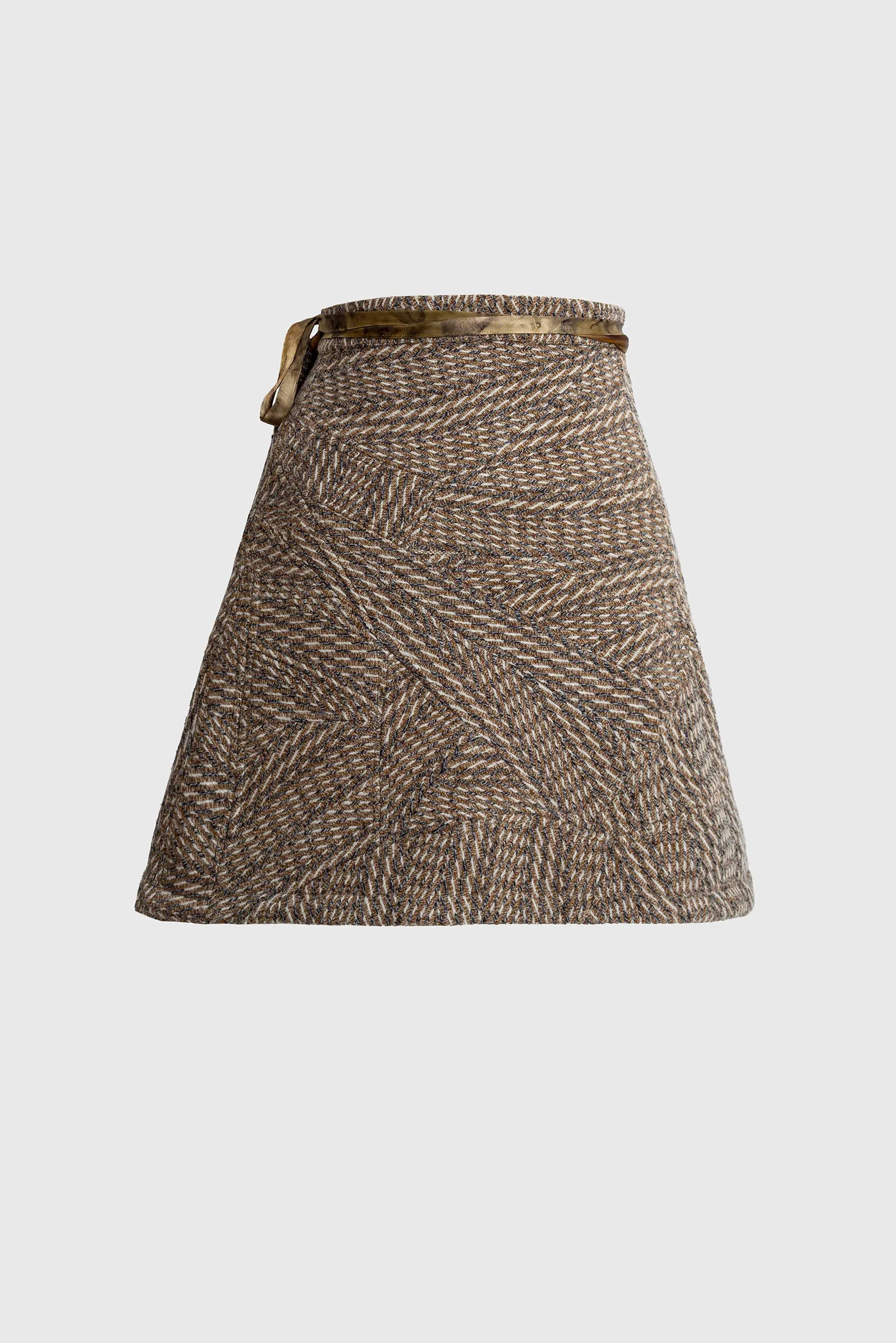 Upcycled Herringbone Short Skirt