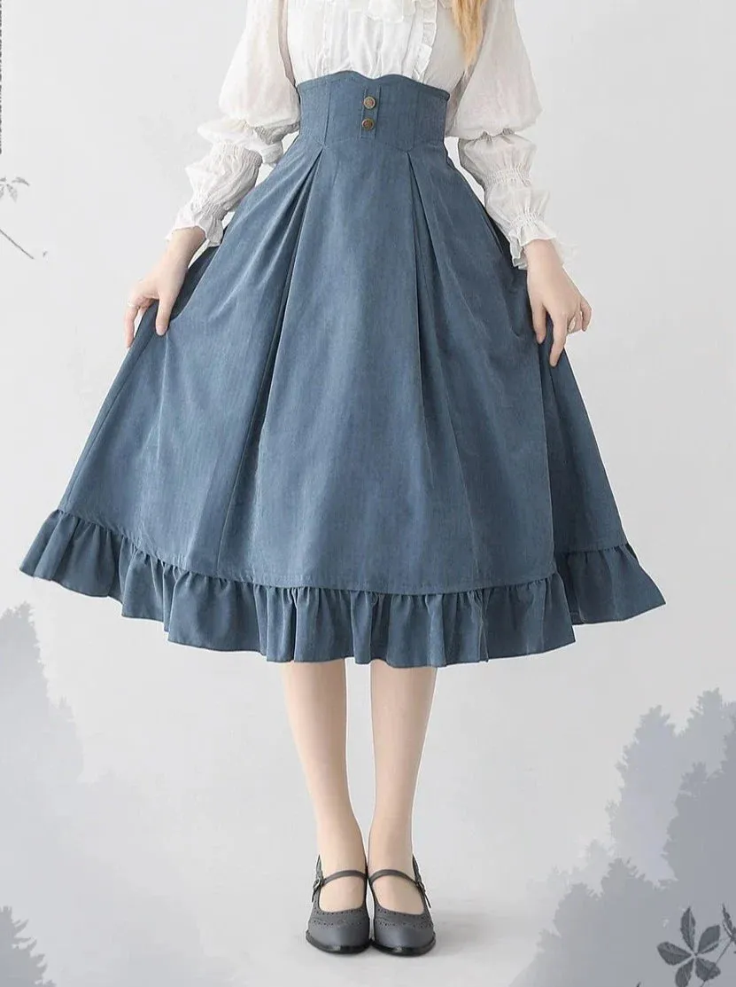 Vest Retro Colored Classical   Long Flared Blouse Skirt