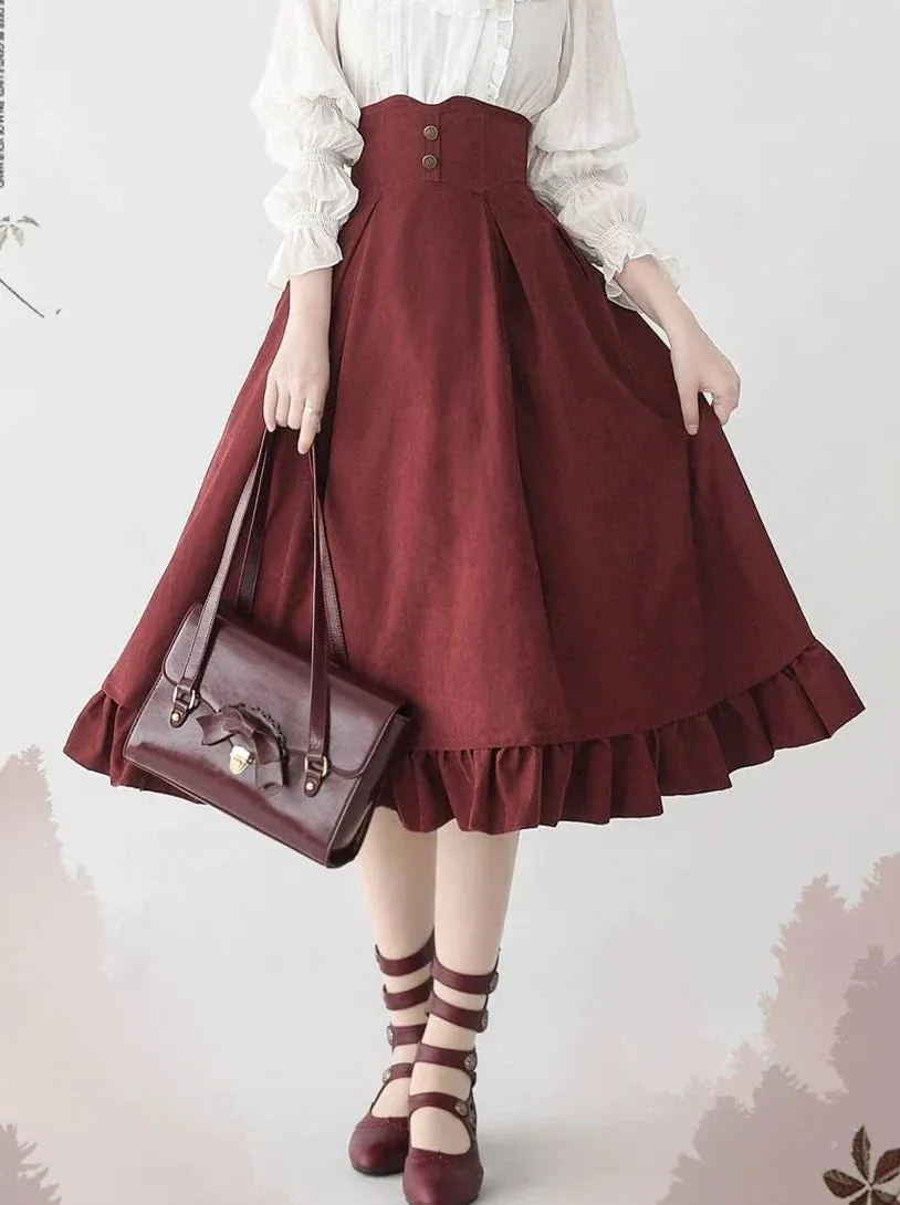Vest Retro Colored Classical   Long Flared Blouse Skirt