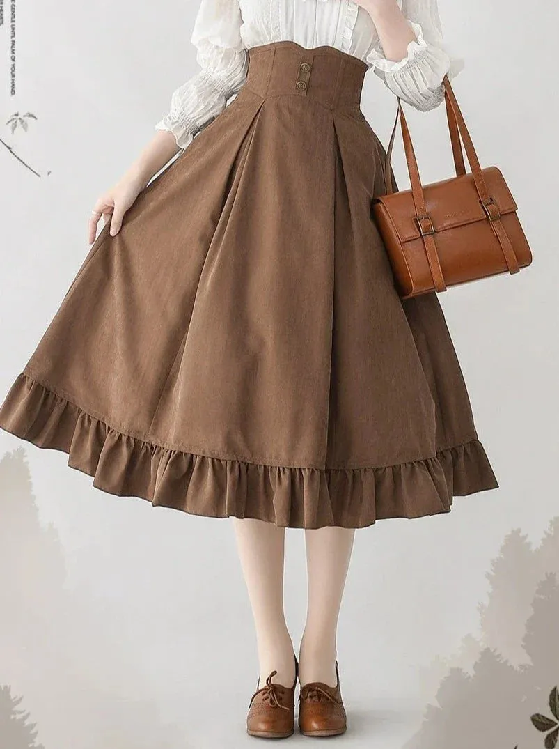 Vest Retro Colored Classical   Long Flared Blouse Skirt